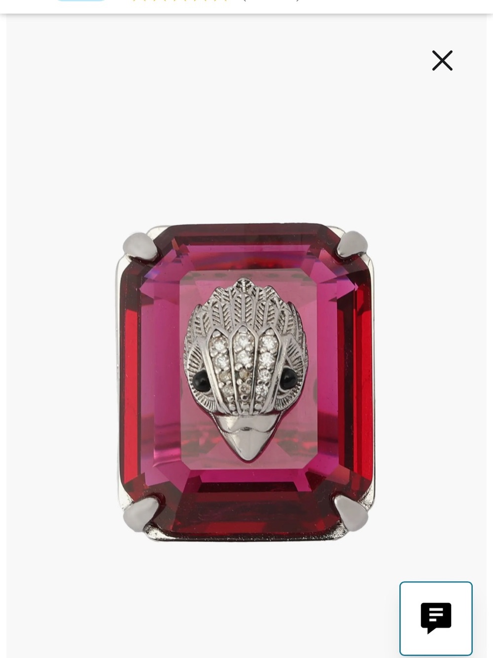 Kurt Geiger Silver Tone snd Fuchsia Statement Ring with Crystal Accent - Picture 4 of 6